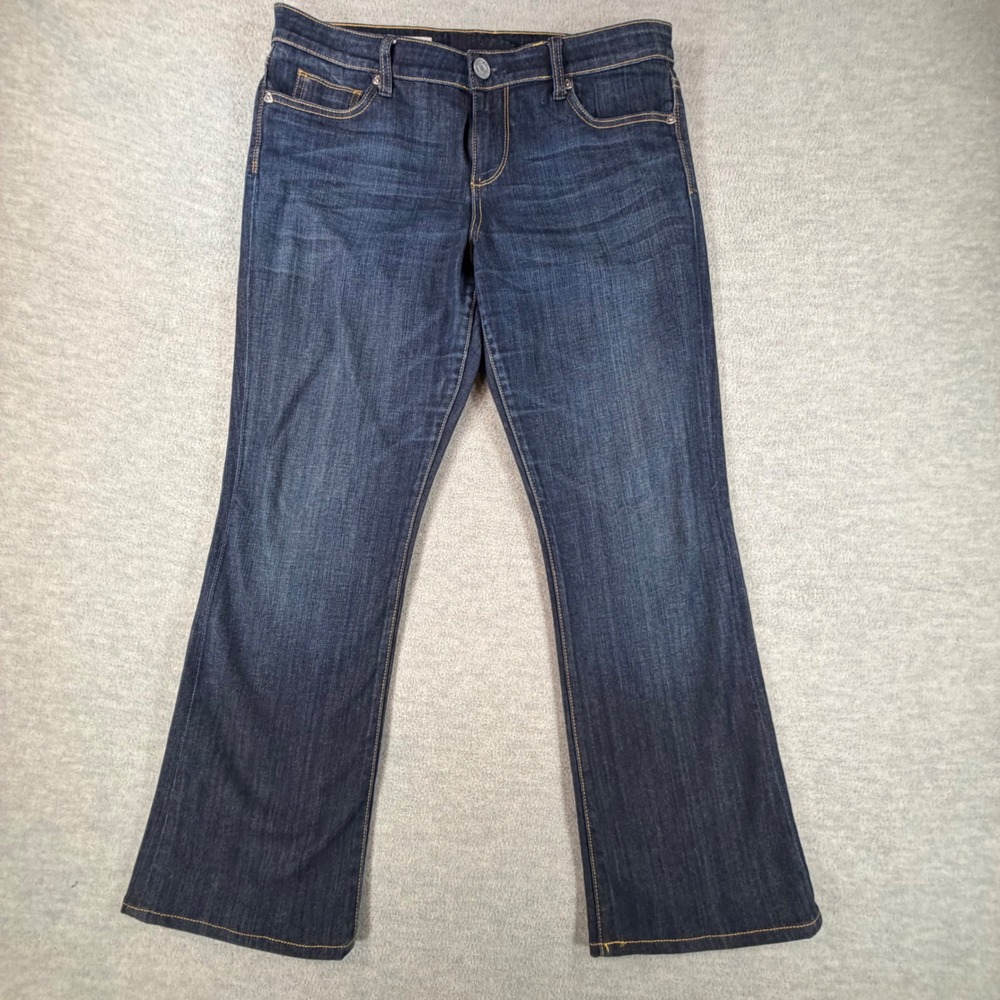 KUT from the Kloth Farrah Baby Bootcut Jeans Womens 12 Dark Wash Denim Mid Rise
